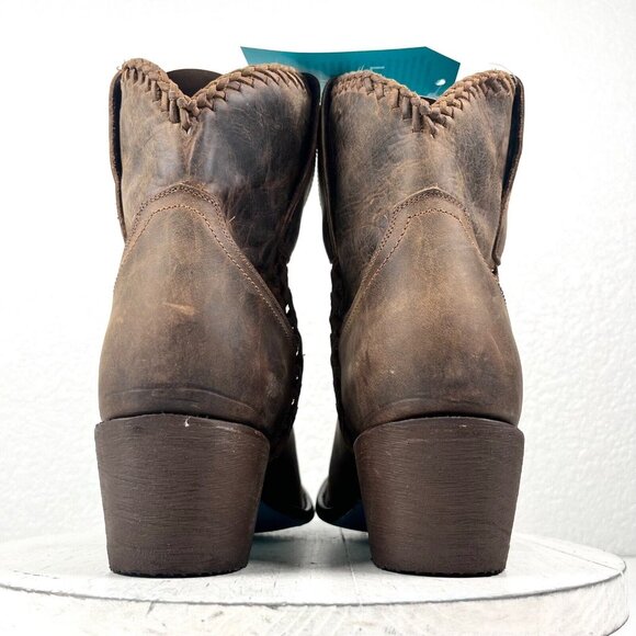 Lane PLAIN JANE Womens Womens 9.5 Brown Cowboy Ankle Boots Short Cowgirl Bootie - Picture 3 of 10